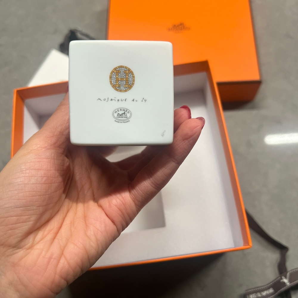 Hermes Gold and White Decorative Box Mosaique au 24 gold box, small - Picture 5 of 10